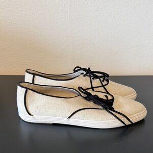 NWOT Keds Beige Canvas Lace-Up Sneakers